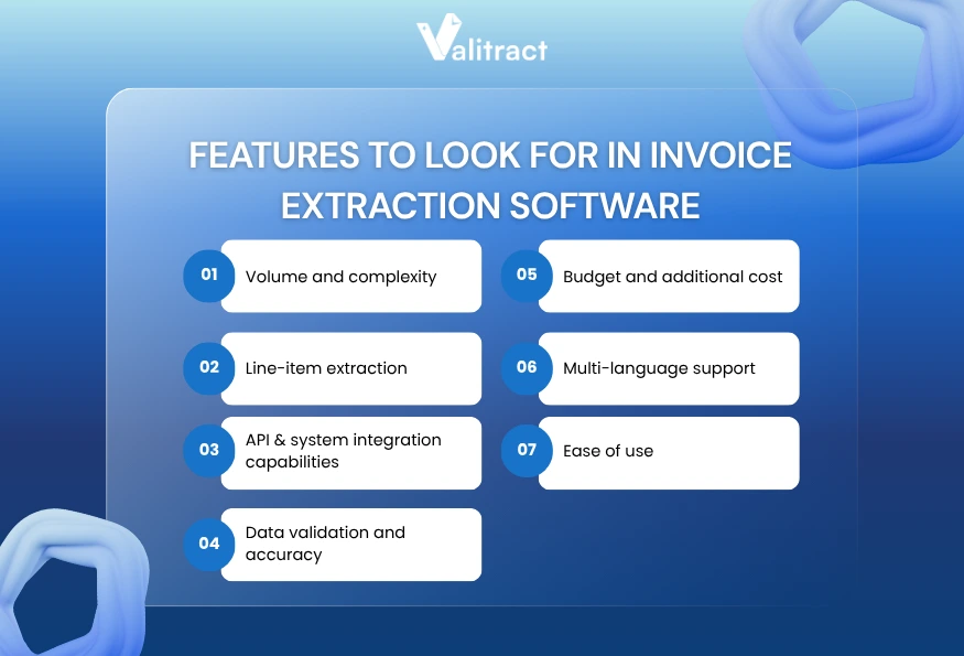 Features to look for in invoice extraction software_Valitract