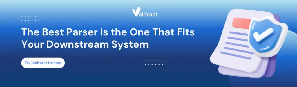The best document parsing API fits your downstream system, Valitract quote graphic